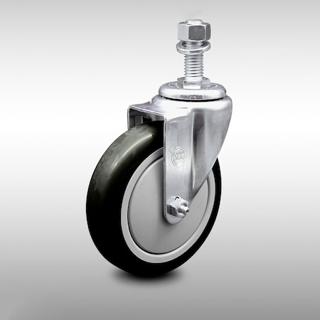 Service Caster 5 Inch SS Black Polyurethane Wheel Swivel 1/2 Inch Threaded Stem Caster SCC SCC-SSTS20S514-PPUB-BLK-121315